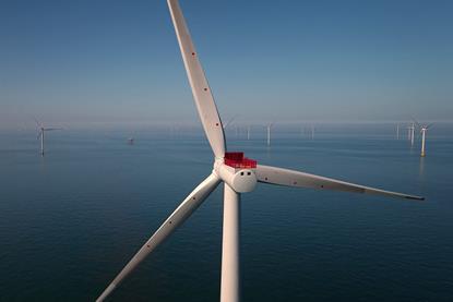 A turbine at Race Bank offshore wind farm