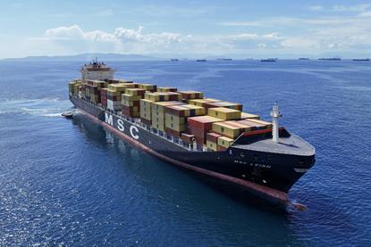 MSC container vessel Port of Piraeus MUST CREDIT aerial-drone - Adobe Stock