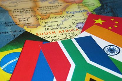 BRICS flags map of South Africa