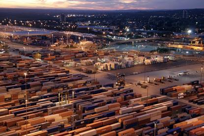 DP World Southampton terminal at night