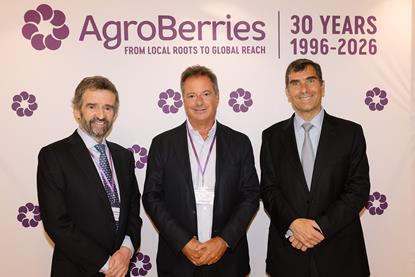 (l-r) AgroBerries co-founder and director Manuel Romero, Adam Olins, CEO of BerryWorld, and Jorge Varela, co-founder and CEO of AgroBerries