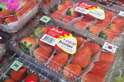Korean strawberries in Vietnam retail
