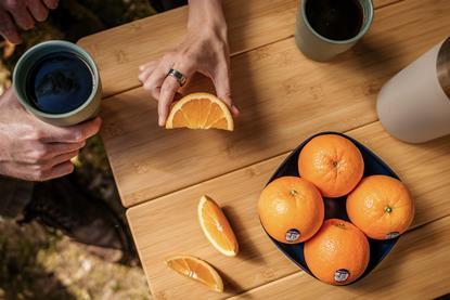 Sunkist oranges on table