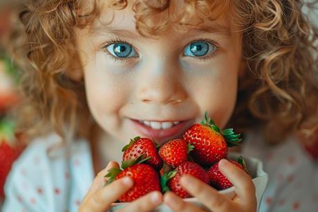 Mädchen mit Erdbeeren