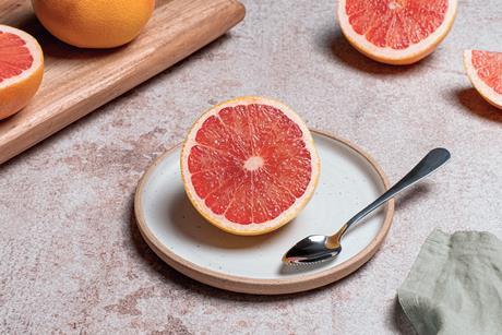 Sunkist grapefruit half on plate