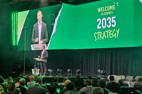 Jason Te Brake Zespri CEO introducing Zespris 2035 Strategy at Momentum 2026