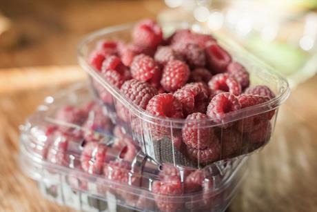 Raspberries in plastic punnets