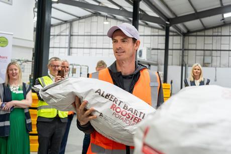 Andy Murray helped unload Albert Bartlett potatoes at the FareShare depot