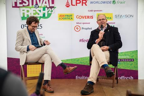 FOF Tom Bradshaw (r) in conversation with FPJ's Michael Barker