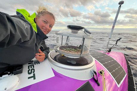 Jess Rowe with the onboard farm