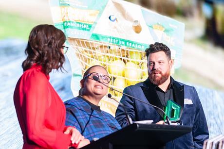 The 2024 Marketing Design gold award was awarded to Costa Group and Gilad Sadan (right), The Packaging Hippie, for their premium grapes paper bunch bag