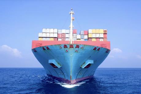 Maersk Ultra-large container ship front on Adobe Stock