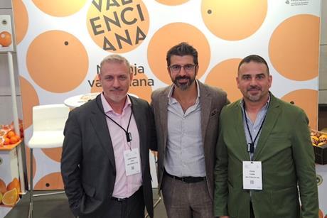 José Enrique Sanz, left, with the Valencian Citrus PGI team at Aecoc