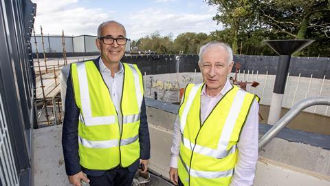 Angus Wilson (left) and Lewis Cunningham at the under-construction AD plant on 11 October