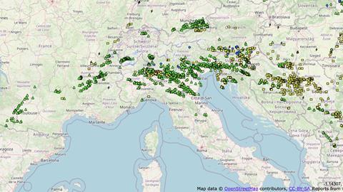 European Severe Weather Database Northern Italy July 2023