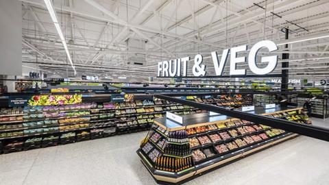 The new signage highlights the fruit and veg aisle