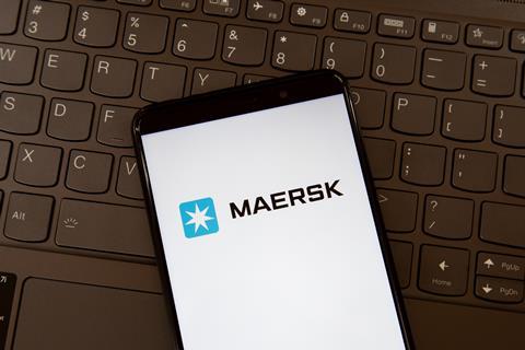 Maersk logo on phone Adobe