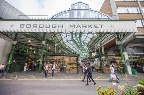Borough Market houses a number of high-quality fruit and vegetable stalls