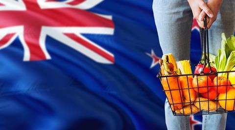 New Zealand flag basket of fruit and vegetables Adobe