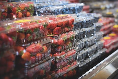 Unbranded berries in plastic punnet supermarket