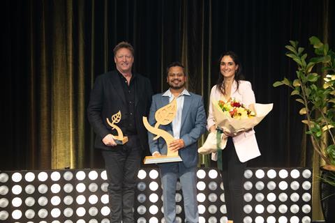Sustainable Innovation Award winners Pranoy Pal (centre)