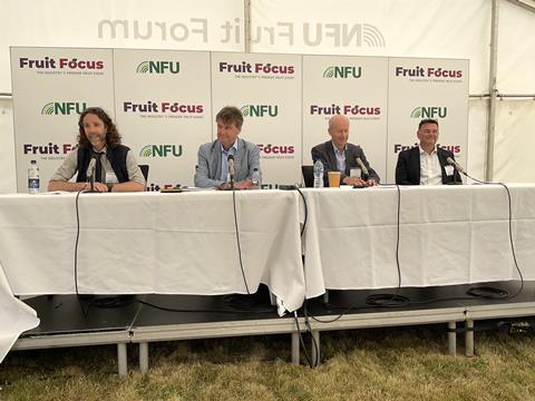 L-r: Lee Abbey, Martin Emmett, John Shropshire and Stephen Jacob at Fruit Focus 2023