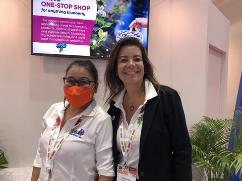Reji Retugal (left) and Renata Dalton of the USHBC at Asia Fruit Logistica 2023 in Bangkok