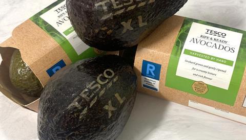 Tesco is trailing bold laser etchings on its extra-large avocados in its latest move to cut down on plastic waste