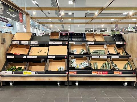 Empty shelves have been common in the salad aisle