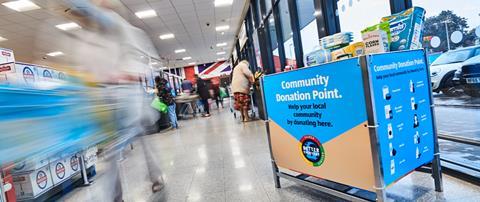 Shoppers can donate items via the community donation points in Aldi stores nationwide which are then distributed to good causes