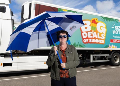 Head of marketing at Spar Scotland, Paula Middleton, with the campaign-branded vehicle