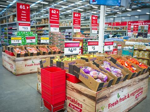 Fresh fruit and vegetables on sale at The Warehouse