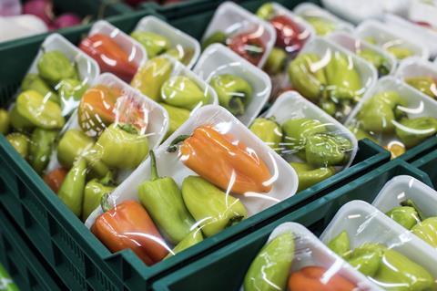 Peppers in plastic packaging