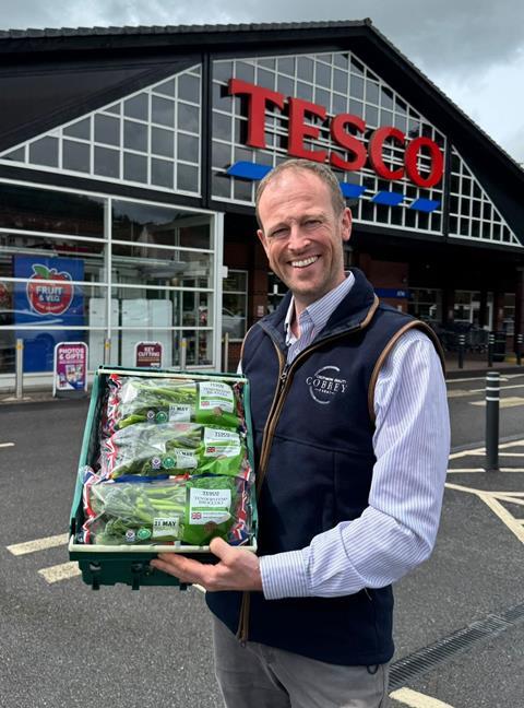 Chris Chinn showing off the first British Tenderstem of the season