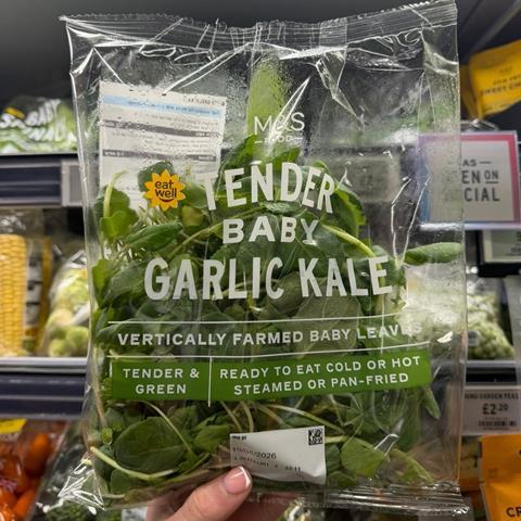M&S new Baby Garlic Kale is vertically farmed