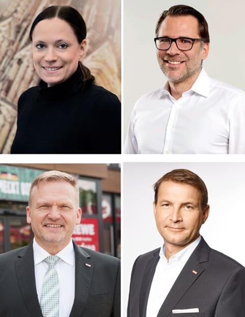 (von oben links): Dr. Daniela Büchel, Christoph Eltze, Peter Maly und Hans-Jürgen Moog Fotos: Rewe Group