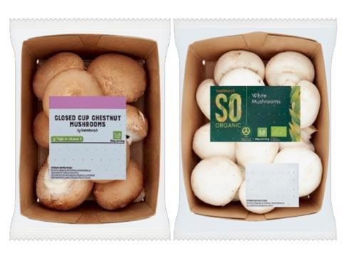 Sainsbury's cardboard mushroom packaging