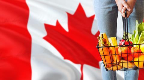 Canada fresh produce basket and flag