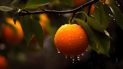 Generic orange in rain Adobe Stock