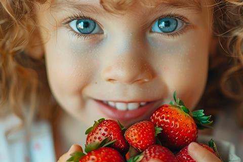 Mädchen mit Erdbeeren