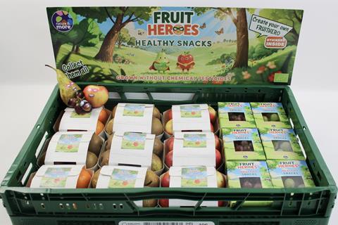 Eosta Fruit Heroes shelf display