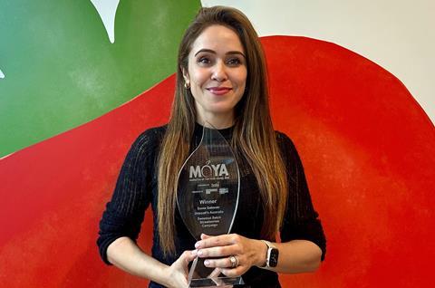 Sonia Gabauer national marketing manager of Driscoll’s Australia with the 2025 Seeka Marketer of the Year Award
