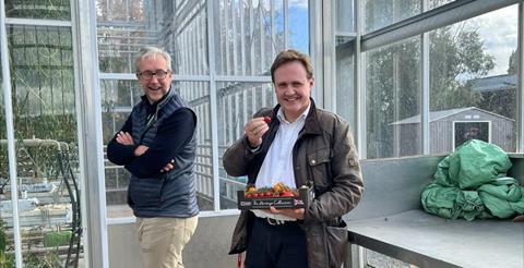 MP Tom Tugendhat samples the produce at Hadlow College