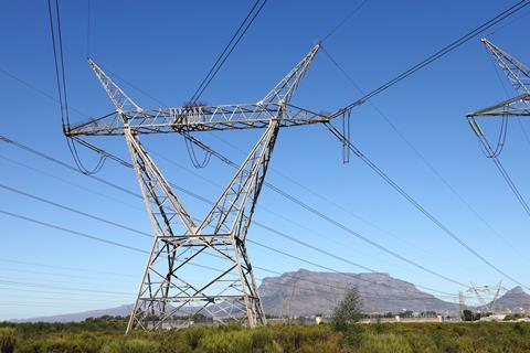 Electric pylons Cape Town South Africa Adobe