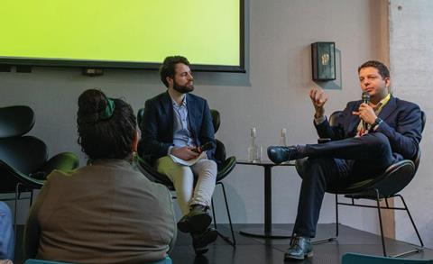 Frutas de Chile’s Ignacio Caballero (right) at the Summit in Chile