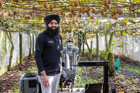 Dr Ajit Pal Singh with the robotic gripper