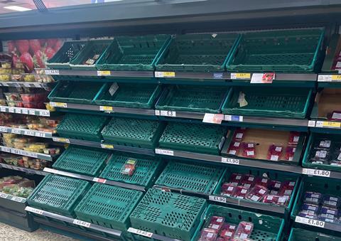 There were empty shelves in the berry section at Tesco in Worcester on Saturday 15 June