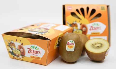 Zespri SunGold is now available at Tesco in a branded four-pack or as a loose ‘jumbo size’ kiwi