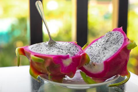 Dragon fruit with spoon