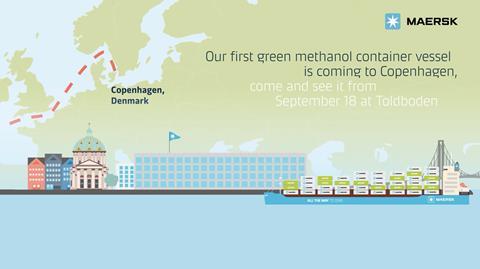Maersk new green methanol vessel launch video